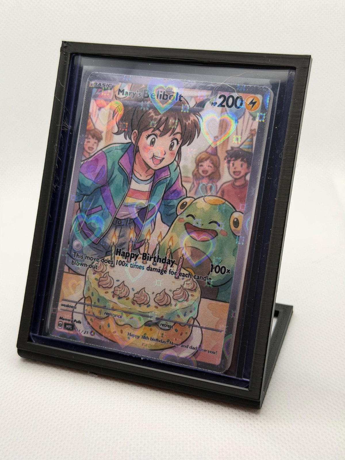 Personalized birthday trading card example