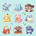 Derpy & Cute Sticker Pack | Chibi Watercolor Pokémon Decals | 9-Piece Set | Silly Friends Crew
