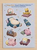 Sleepy Pokémon Vinyl Sticker Pack - Cozy & Napping Collection Set of 8 - Snorlax, Jigglypuff, Togepi and More