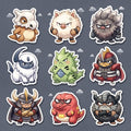 Grumpy & Tough Cute Sticker Pack | Chibi Watercolor Pokémon Decals | 9-Piece Set | Angry Friends Crew