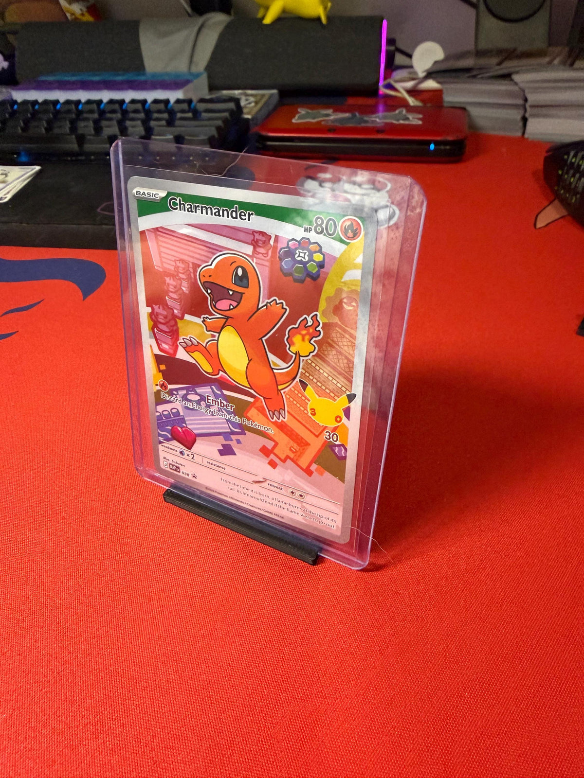Trading Card Display Stand | Black Toploader Holder | Sports Card & TCG Desk Accessory