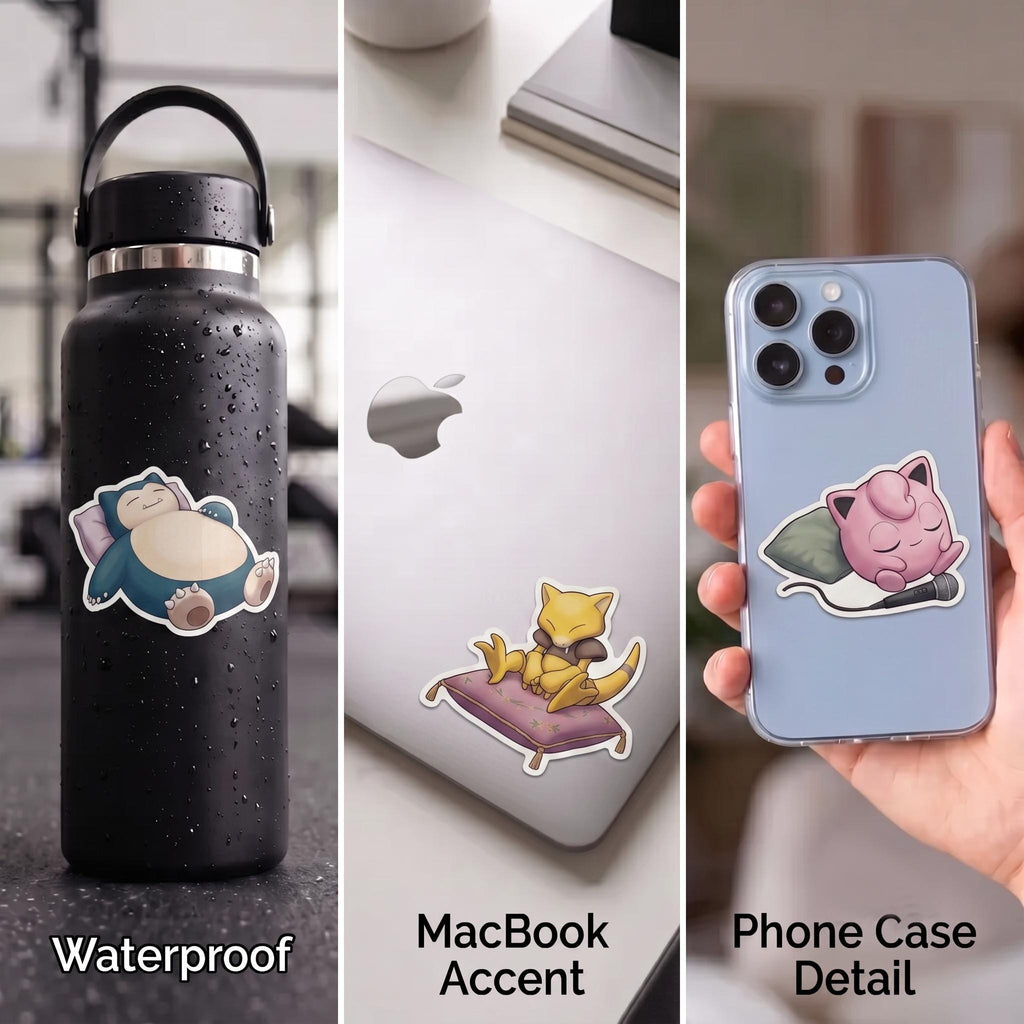 Sleepy Pokémon Vinyl Sticker Pack - Cozy & Napping Collection Set of 8 - Snorlax, Jigglypuff, Togepi and More