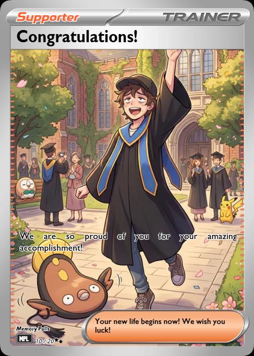 Anime-style degree announcement card design