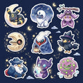 Midnight & Spooky Cute Sticker Pack | Chibi Watercolor Pokémon Decals | 9-Piece Set