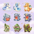 Dragon Evolution Cute Sticker Pack | Chibi Watercolor Pokémon Decals | 9-Piece Set | Fierce & Sweet Crew