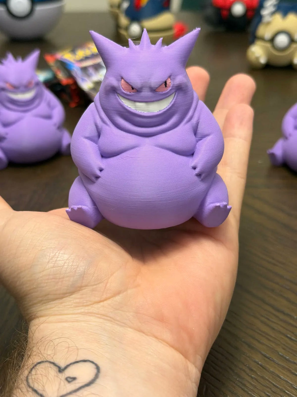 Chonky purple Gengar 3D printed desk toy view 2