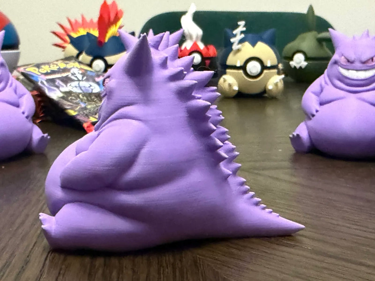 Chonky purple Gengar 3D printed desk toy view 3