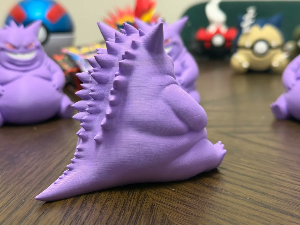 Chonky purple Gengar 3D printed desk toy view 4